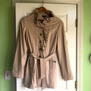 Tan ruffle collar coat